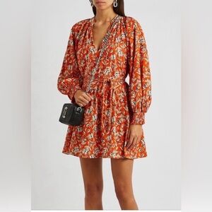 Alice + Olivia 'Lilian' Floral Linen-Blend Mini-Dress, Free Swinging Sienna 2